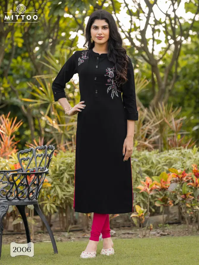 Exotica By Mittoo Rayon Designer Surat Kurtis Wholesale Market